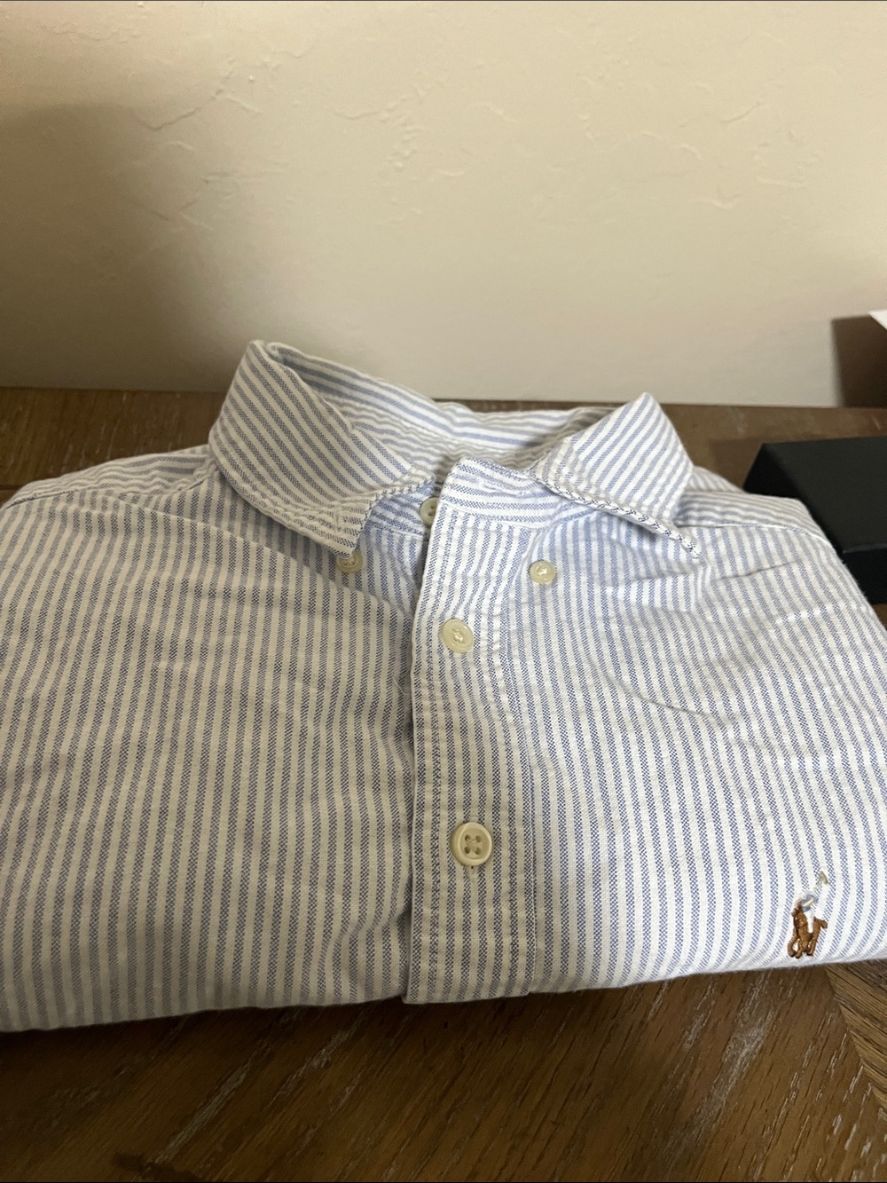Ralph Lauren Blue and White Striped Button-Down Shirt